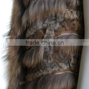 YR645 Unique Design Rabbit and Raccoon Real Fur Vest thumbnail-3