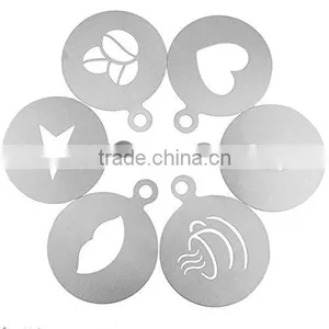 Amazon Hotting Eco-Friendly Cafe Foam Coffee Tools Durable Stainless Steel Coffee Templates Barista Stencils thumbnail-4