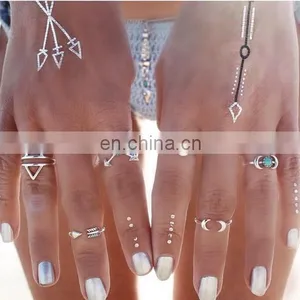 Open Arrow Finger Ring Classic Anti-Silver Zipper Two Triangle Rings Set thumbnail-3