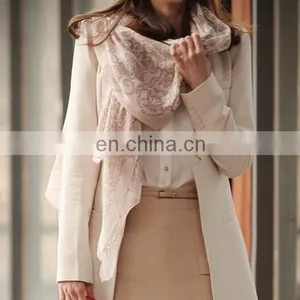 Embellish Infinity Pink Floral Printed Scarf Soft Yarn Muffler Simple Oblong Scarves thumbnail-1