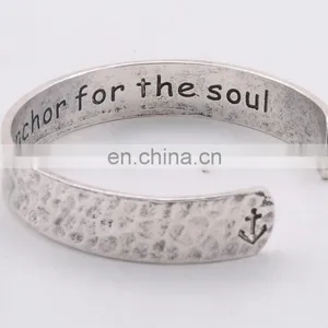 Hammered Vintage Hope is an Anchor for the Soul Cuff Bracelet thumbnail-2