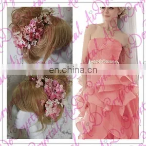 Aidocrystal Pink Hari Flower Crown, Rustic Wedding Hair Accessories, Bridal Headpiece, Floral Headband thumbnail-4