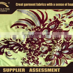 Fashion FDY Flower Flocking Fabric Shiny Metallic Fabrics thumbnail-1