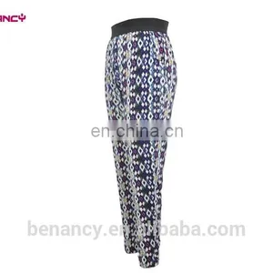 New Design Customized Leaf Print Casual Rayon Boho Harem Trouser Pants thumbnail-6