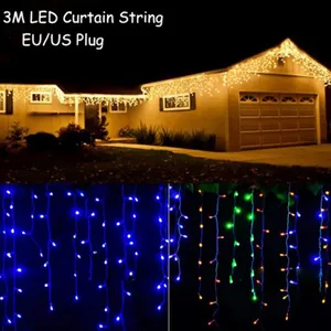 110 / 220V 3.5M LED Curtain String Light 0.3-0.5m Fairy Light for New Year Holiday Wedding Party Home Christmas Light thumbnail-1
