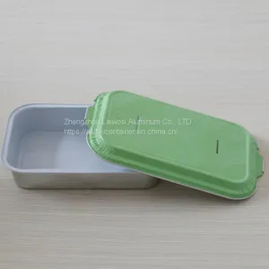 Aluminum Foil Airline Food Packing Container With Colorful Lids thumbnail-1