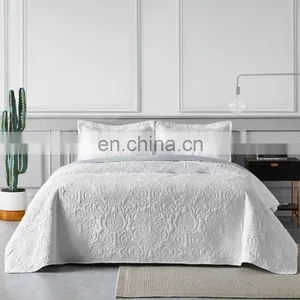 High Quality Beauty Designs African India Turkish Egyptian Double White 3Pcs Cooling Bedspread Set With Pillowcase thumbnail-2