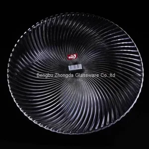 Dia 9.5inch Classical Design Round Glass Plate for Weeding Furit thumbnail-5