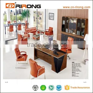 Luxury Furniture Brown Leather Reception Sofa CEO Office Sofa RR-8073 thumbnail-2