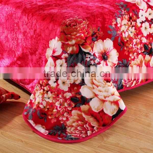 Newest Design Red Flower Pattern Home Use Flannel Fleece Quilt Cover Set Kids Bedroom Sets thumbnail-2