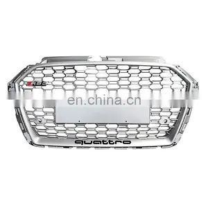 Auto Grille Front Bumper for Audi A3 Change to RS3/S3 RTS Black Silver High Quality Center Honeycomb Mesh Grill2017-2019 thumbnail-3