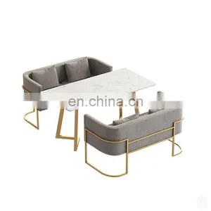 Light Luxury Modern Hotel Cafe Coffee Restaurant Dining Chair Sofa Golden Armchair thumbnail-5