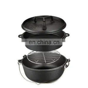 Export Cast Iron Stew Old-Fashioned Traditional Cast Iron Stew Dutch Double Ear Soup Uncoated Non-Stick Pot thumbnail-5