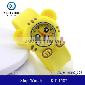 Cute Tiger Slap Watch Glass Face Quartz Movt Silicone Strap for Child Slap Cartoons Watch thumbnail-1