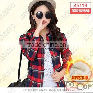 Fashion Casual Yarn-dyed Plaid Long-sleeve Ladies' Shirt thumbnail-4