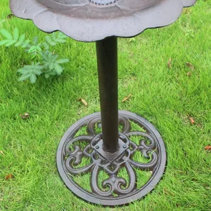Cast Iron Standing Bird Bath Bird Feeder High Pole Bird Food Bath thumbnail-5