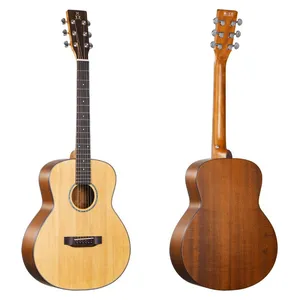 YAN 36-inch Round Body Spruce Solid Top Nanyang Backsides Mahogany Natural Color Folk Guitar Acoustic Guitar Factory SM-68 thumbnail-1