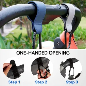 Rotatable Cart Organizer Stroller Accessories Pram Hook Leather Baby Bag Stroller Hook Stroller Buggy Hook Hang Carabiner Clip thumbnail-4