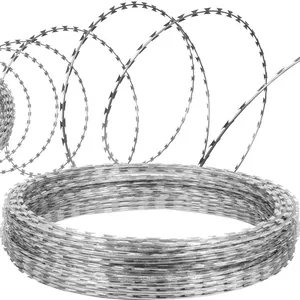 Stainless Steel Razor Barbed Wire/Concertina Blade Fencing Security Wire Roll Price for Farm Prison Safety Fence thumbnail-5
