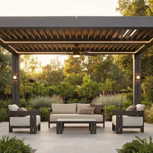 Modern Aluminum Outdoor Furniture Set, Weatherproof 4-Piece Sofa & Chair Set for Patio & Pergola thumbnail-1