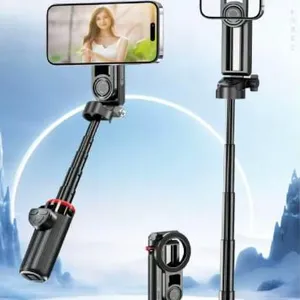 Magnetic Selfie Stick With Remote for Cell Phone 360° Rotation Mini Tripod Camera Grip Handheld Stabilizer Phone Stand thumbnail-1