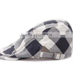 Customized Cotton Plaid Casquette Men's Hat Short Visor Hat thumbnail-2
