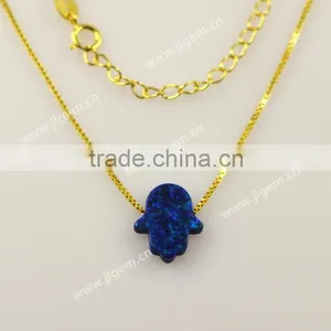 JL Gems Synthetic Hamsa Opal Pendant 925 Silver 18K Gold Plated Nesklace For Factory Price thumbnail-6