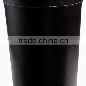 2014 Round Shape pu Faux Leather Waste Bin Factory in China Hot Sale In America Waste Bins For Home And Hotel thumbnail-1
