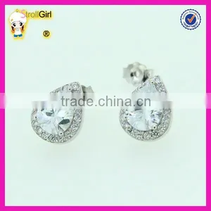 925 Sterling Silver Stude Earring Three Claw CZ Stone Earring thumbnail-4