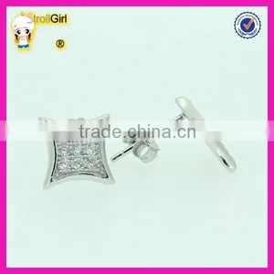 Hot Sale 925 Sterling Silver Stude Earring Clear CZ Stone Pave Silver Earring thumbnail-2