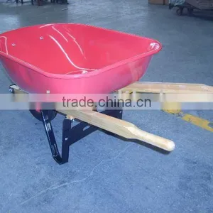 Metal Tray Wheel Barrow With Wood Handles thumbnail-1