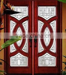 Solid Wood Entry Door With Glass, Double Doors Design thumbnail-1