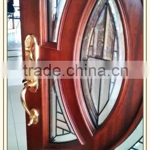 Solid Wood Entry Door With Glass, Double Doors Design thumbnail-3