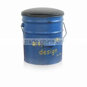 Custom Made Round Colorful Metal Bucket Stool for Storage thumbnail-2