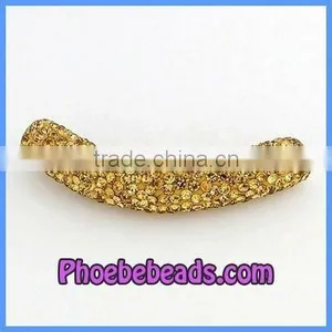 Whoelesale Golden Shamballa Crystal Tube Beads CTB-008 thumbnail-1