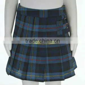 China Wholesale Knee Length Cotton School Uniform Plaid Skirts Supplier's Choice thumbnail-1
