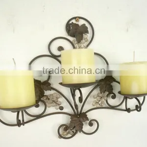 Wrought Iron Wall Pillar Candle Holders thumbnail-1