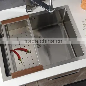Small Kitchen Sink Design Undermount Corner Single Bowl Handmade Stainless Steel Sink HS2318 thumbnail-1