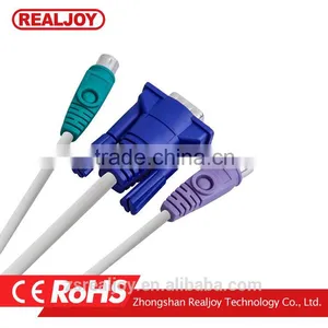 0.86 3 Parallel 1.5m Factory Price Beige Belge Vga to Mini Din Kvm Cable thumbnail-4