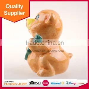 Hot Selling New Design Bear Playing Musical Instruments Shape Lovely Ceramic Piggy Bank thumbnail-2