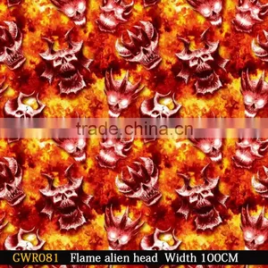 2016 Width 100cm GWR081 Flaming Skull Pattern Hydrographics Film Pva Water Transfer Printing Film thumbnail-1