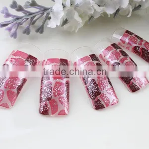 Wholesale 70pcs/box Airbrushed False Nail Glitter Full Cover Nail Tip thumbnail-1
