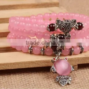 Genuine Natural Pink Crystal Small Lucky Bead Bracelet for Sale thumbnail-2