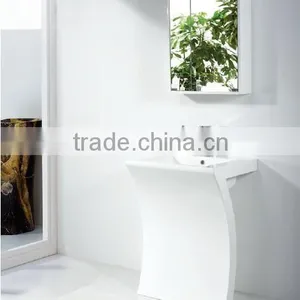 Wholesales Marble Wash Basin Price Free Standing Solid Surface Pedestal Wash Basin thumbnail-2
