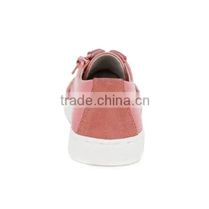 High Quality Custom Logo Fashion Lace-up Pink Leather Girls Sneakers thumbnail-5