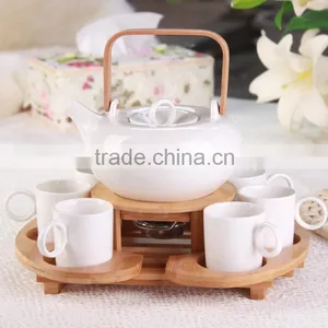 Two Tiers New Bamboo Holder for Coffee Cup/Coffee Pot Set thumbnail-2