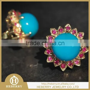 American Blue Turquoise Semi Precious Gemstone Silver Earring Stud Style Best Wedding Gift thumbnail-1