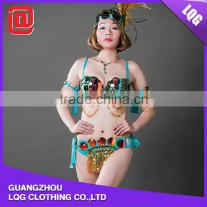 New Style Sequined RhinestoneTops & Panty & Feather & Accessories Sex Carnival Party Costume thumbnail-1