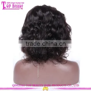 14 Inches Wholesale Cheap Brazilian Virgin Human Hair Full Lace Wig Sew In Side Part Bob Wigs thumbnail-5