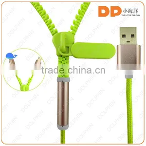 Charging and Sync Usb Data Cable Colorful Zipper Line Oem Logo Available for Phone Charger thumbnail-1